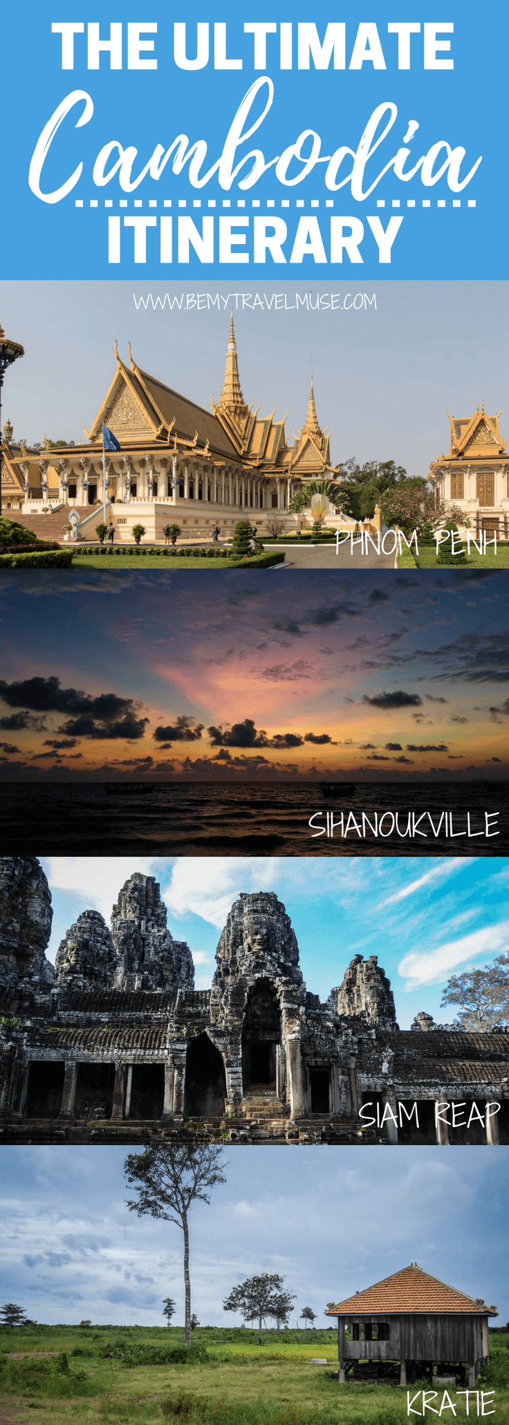An amazing itinerary for your Cambodia adventure, for any length of stay. Cambodia is one of my favorite countries in Southeast Asia to backpack in, and this itinerary will tell you why | Cambodia itinerary | Backpacking Cambodia | Cambodia travel tips