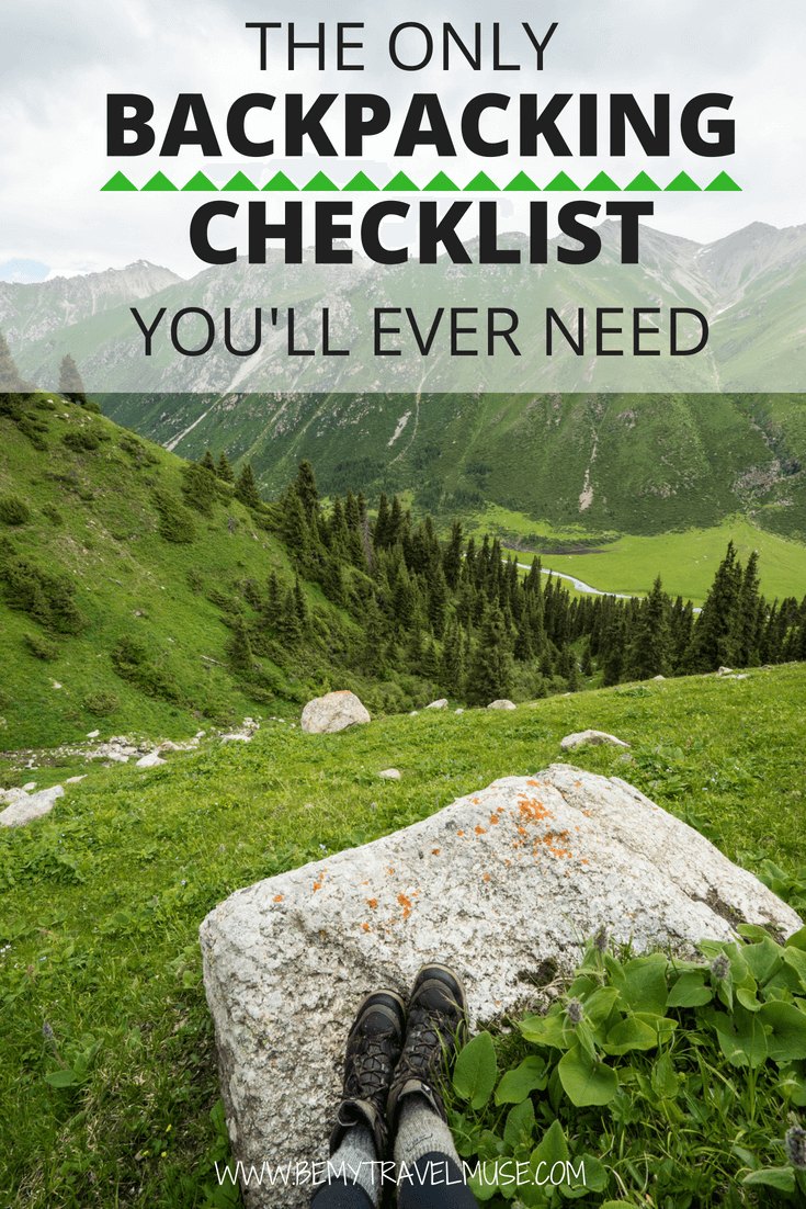 Going on a backpacking trip and worry about packing? Here's an awesome backpacking checklist that will make sure you bring the right gear without overpacking. More tips on food, camping gear, clothing, toiletries, photography and the importance of Leave No Trace Principles included. With this checklist, you will be a champion at prepping for a backpacking trip! #Backpackingtips