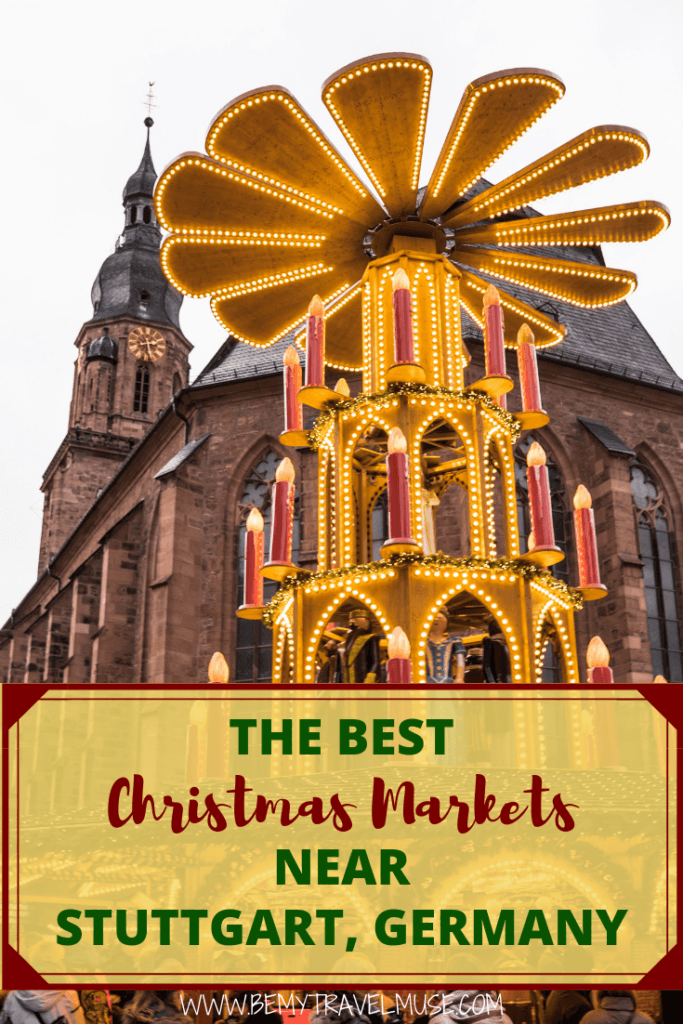 Traveling to Stuttgart, Germany in the winter? It is the perfect season to visit the Christmas markets! Here are all of the best christmas markets near Stuttgart, some traditional, some with unique themes, and they are all beautiful, delicious, and fun! Check out the article to plan your next Christmas holidays now! #Stuttgart #GermanyWinterHolidays